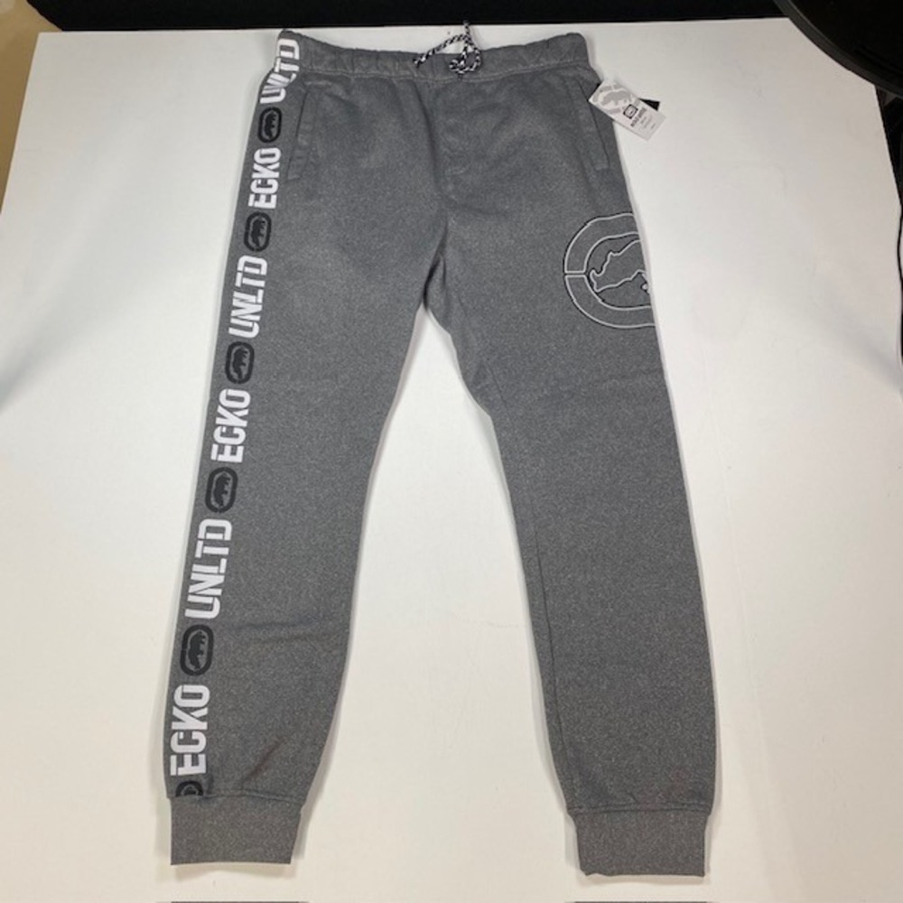 Ecko Unltd. Men's Large Gray‎ Marled Logo Jogger Sweatpants Lounge Activewear